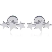 Mendes Triple Star Stud oorbellen Titanium Zilver