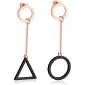 Cilla Jewels Cirkel Driehoek oorhangers Edelstaal Rose met Zwart