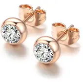 Cilla Jewels oorknoppen Zirkonia Rosegoud Verguld staal