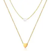 Cilla Jewels Dubbele ketting Edelstaal Verguld Goudkleurig Heart Pearl