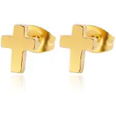 Cilla Jewels oorknoppen Edelstaal Kruis Goudkleurig