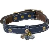 Happy house Fashion halsband / hondenhalsband - Donkerblauw - XXXS - Nekomtrek: 15 - 18 cm (GELIEVE ALVORENS BESTELLEN OPMETEN)
