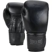 Super Pro Combat Gear Legend Lederen (Kick)Bokshandschoenen - Zwart - 16 oz