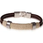 LGT JWLS LGT Jewels bruine leren armband Geel Touw - 20.5cm