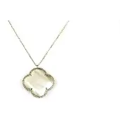 Sophie model Fiori grote klaver collier in zilver grote klaver grijs