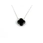 Sophie model Fiori klein ketting in zilver zwarte klaver
