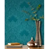 Rasch Damask 308518 Behang Blauw Barok Vlies