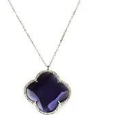 Sophie model Fiori grote klaver collier in zilver grote klaver paars