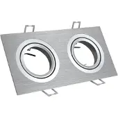 ABC-led Inbouw 2x LED spot GU10 aluminium rechthoek armatuur zilver/zilver