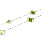 Sophie model Fiori gesloten klavers collier in zilver groene klavers