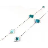 Sophie model Fiori gesloten klavers collier in zilver turkooise klavers