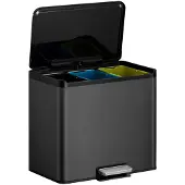 EKO - Essential 2 Recycler pedaalemmer 9+9+9 liter - Steel Polypropylene - Schwarz