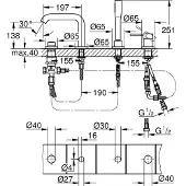 GROHE Essence New afdekset 4-gats badrandcombinatie met douchegarnit Chroom