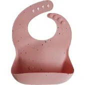 Mushie Powder Siliconen slabbetje Roze
