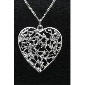 MOOYE ® - Collectie Zilveren Bloemenhart ketting hanger - groot