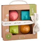Sophie The Giraffe So'Pure Speelset - Blokken- en ballenset - Baby Speelgoed - Kraamcadeau - Babyshower cadeau - 100% Natuurlijk rubber - Vanaf 3 maanden - Roze/Oranje/Blauw/Groen