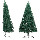 vidaXL Kunstkerstboom met standaard half 180 cm PVC groen