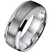 TJ Tom Jaxon Zilverkleurige wolfraam heren ring Geborsteld Mat en Glans-17mm