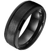 TJ Tom Jaxon Zwarte wolfraam heren ring Geborsteld Mat en Glans-20mm