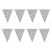 Folat 3x stuks zilveren vlaggenlijn 25e jubileum/getrouwd 6 meter - Vlaggenlijnen