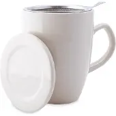 Dts Theemok met Theefilter en Deksel - Keramiek - Inclusief RVS Theezeef - 350 ml - Zandkleur