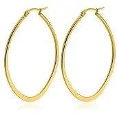 Cilla Jewels Ovale oorbellen Edelstaal Goudkleurig-60mm