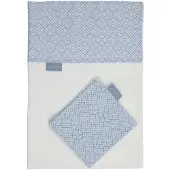 Pericles ledikantlaken en sloop 100 x 150 cm katoen wit/blauw