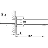 GROHE Eurocube baduitloop wand Chroom