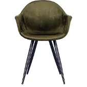 Label51 Eetkamerstoel Forli - Army - Velvet - Zwart Metalen Frame
