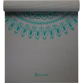 Gaiam - Yoga Mat 6 mm Premium Longer/Wider - Yogamat 198 x 66 x 6 cm, grijs/turkoois