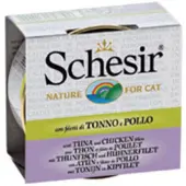 Schesir 12x Kattenvoer Tonijn en Kip in Boullion 70 gr