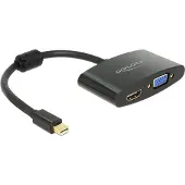 DeLOCK Premium Mini DisplayPort 1.1a naar HDMI en VGA adapter / zwart - 0,20 meter