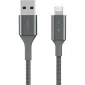 Belkin Boost Charge Lightning/ USB-A kabel met slimme led kabel 1,2 meter, Dubbel gevlochten nylon, CAA007bt04GR