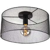 QAZQA Industriële plafondlamp zwart - Drum Mesh