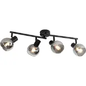 QAZQA Art Deco plafondlamp zwart met smoke glas 4-lichts - Vidro