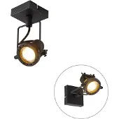 QAZQA Industriële plafondspot zwart draai- en kantelbaar GU10 50mm - Suplux