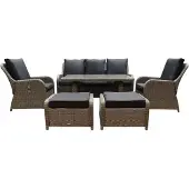 AVH-Collectie Bilbao stoel-bank dining loungeset verstelbaar 6-delig grijs