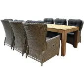 AVH-Collectie Marina lounge Krista dining tuinset 240x100xH77,5 cm 7-delig grijs verstelbaar