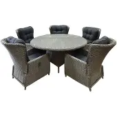 AVH-Collectie Marina Riccione dining tuinset 150 cm 6-delig grijs verstelbaar