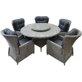 AVH-Collectie Marina Riccione dining tuinset 150 cm 7-delig grijs verstelbaar