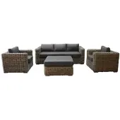 AVH-Collectie Cervo stoel bank loungeset 4-delig grijs wicker