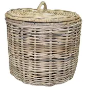 AVH-Collectie Rotty rotan mand met deksel 50x50 cm rond