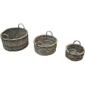AVH-Collectie Dolly rotan mandenset 50xH38 cm, 45xH30 cm en 35xH25 cm rond