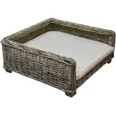 AVH-Collectie Petty rotan hondenmand met kussen 80x80xH35 cm