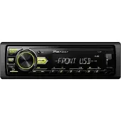Pioneer Autoradio, MVH-09UBG 1-DIN autoradio bez CD mechaniky sAM/FM tunerem, zelené podsvícení, kompatibilní s
