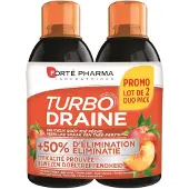 Forte pharma Turbodraine Groene Thee-Perzik Duopack 2x500 ml Drinkbare oplossing
