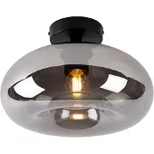 QAZQA Art Deco plafondlamp zwart met smoke glas - Busa