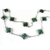 Sophie model 10 Fiori collier in zilver donkergroene klavers