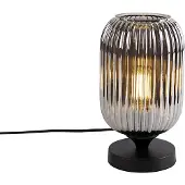 QAZQA Art Deco tafellamp zwart met smoke glas - Banci