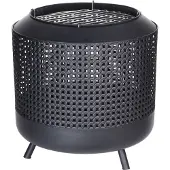 Huismerk Premium Vuurkorf Met BBQ Grill Zwart - 50 X 50 X 51 cm